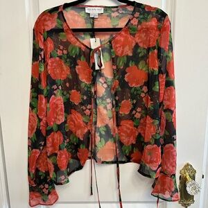 Never Fully Dressed Rose Chiffon Tie Blouse (EU 20)